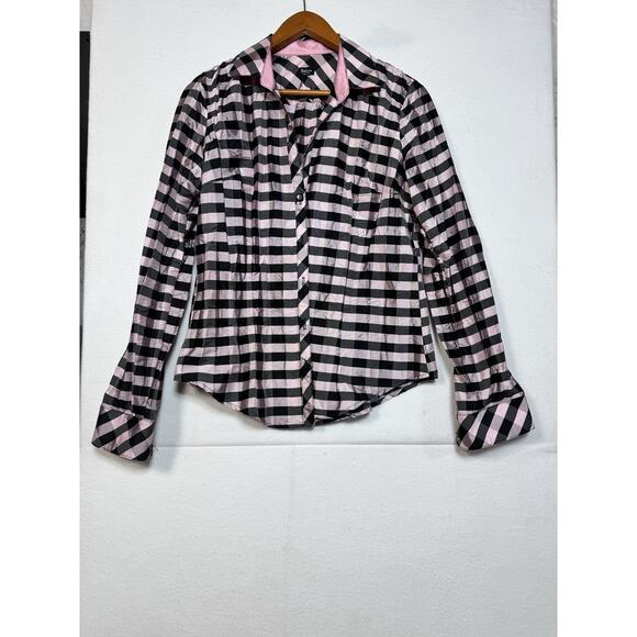 Beluva San Francisco Taffeta Blouse Plaid S Pink Top Preppy Fairy Colorful Y2K - Picture 3 of 4